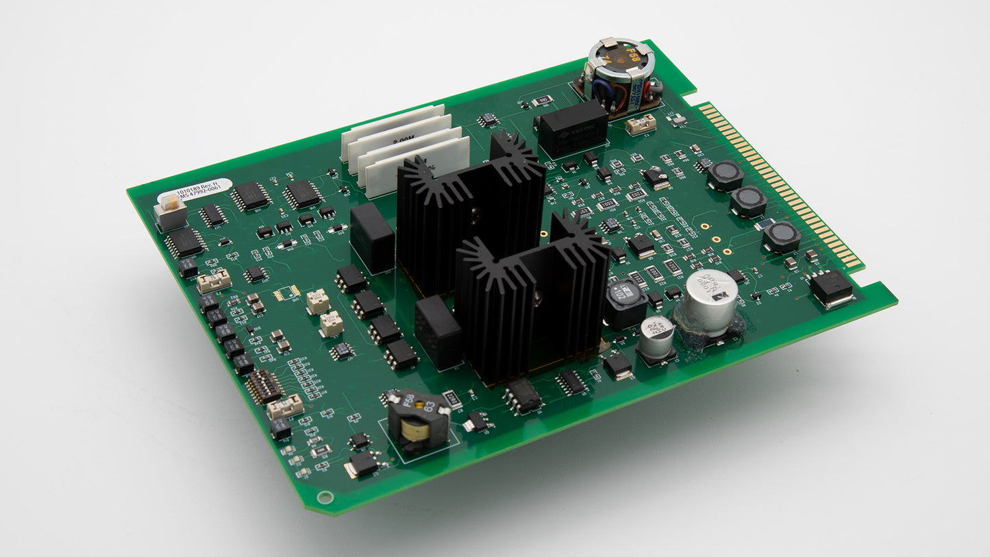 Detailed view of a circuit board showcasing a small electronic device mounted on its surface.