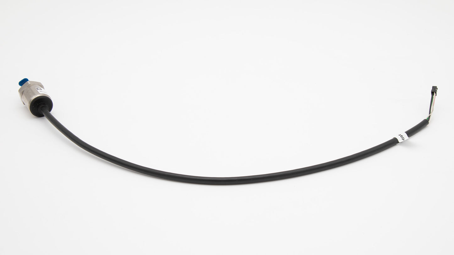 A black cable with a transducer, representing a common accessory used in electronic setups and connections.