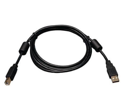 A black USB cable with a sturdy cord, perfect for connecting various devices for charging and data synchronization.