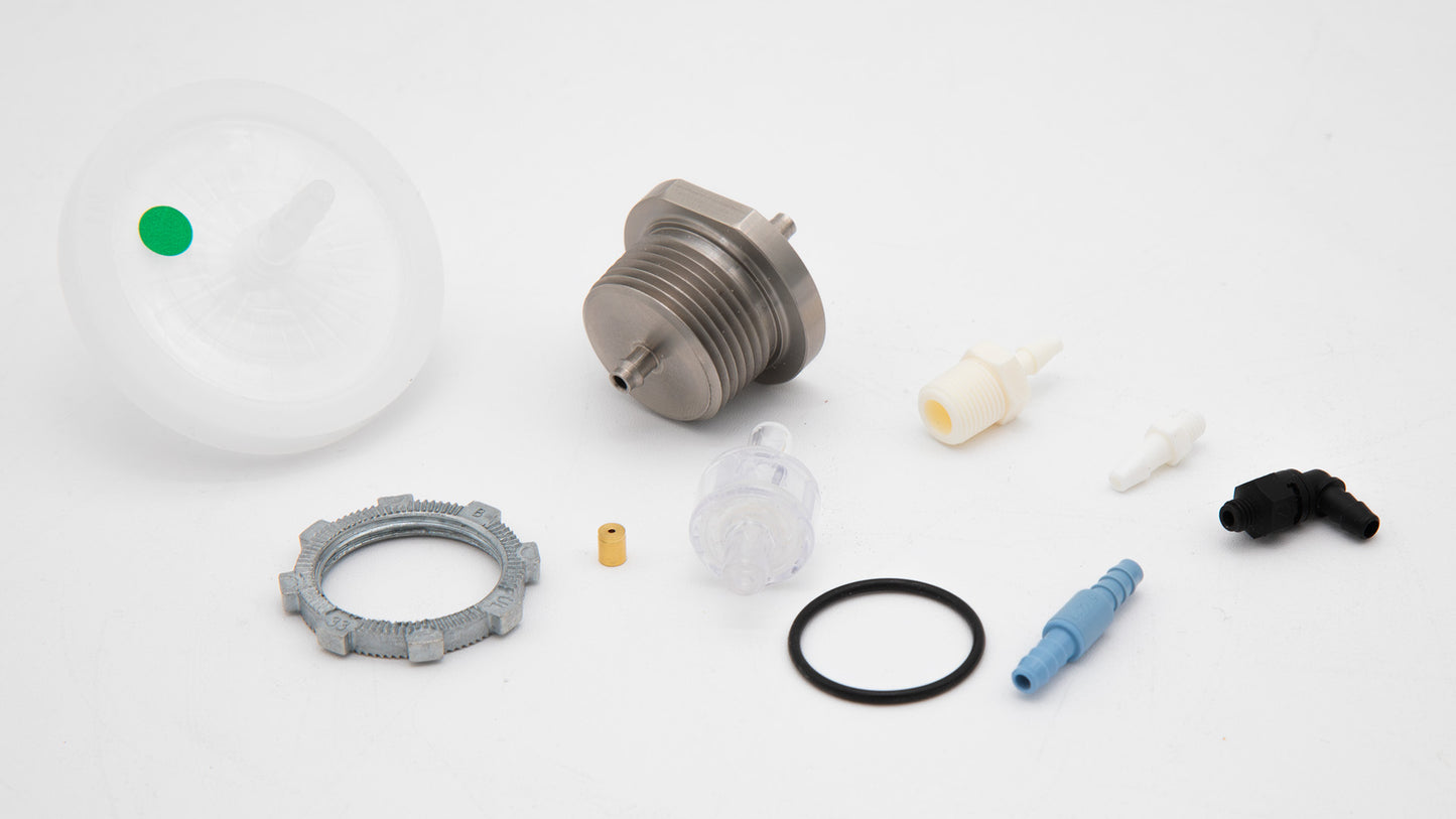 Collection of mechanical parts on a white background