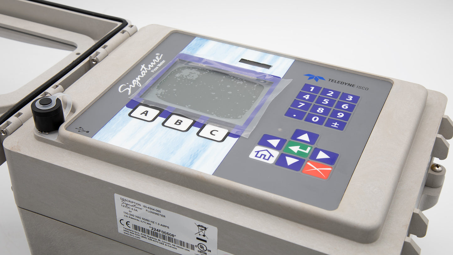 A close-up view of a meter featuring various buttons and controls, highlighting its intricate design and functionality.