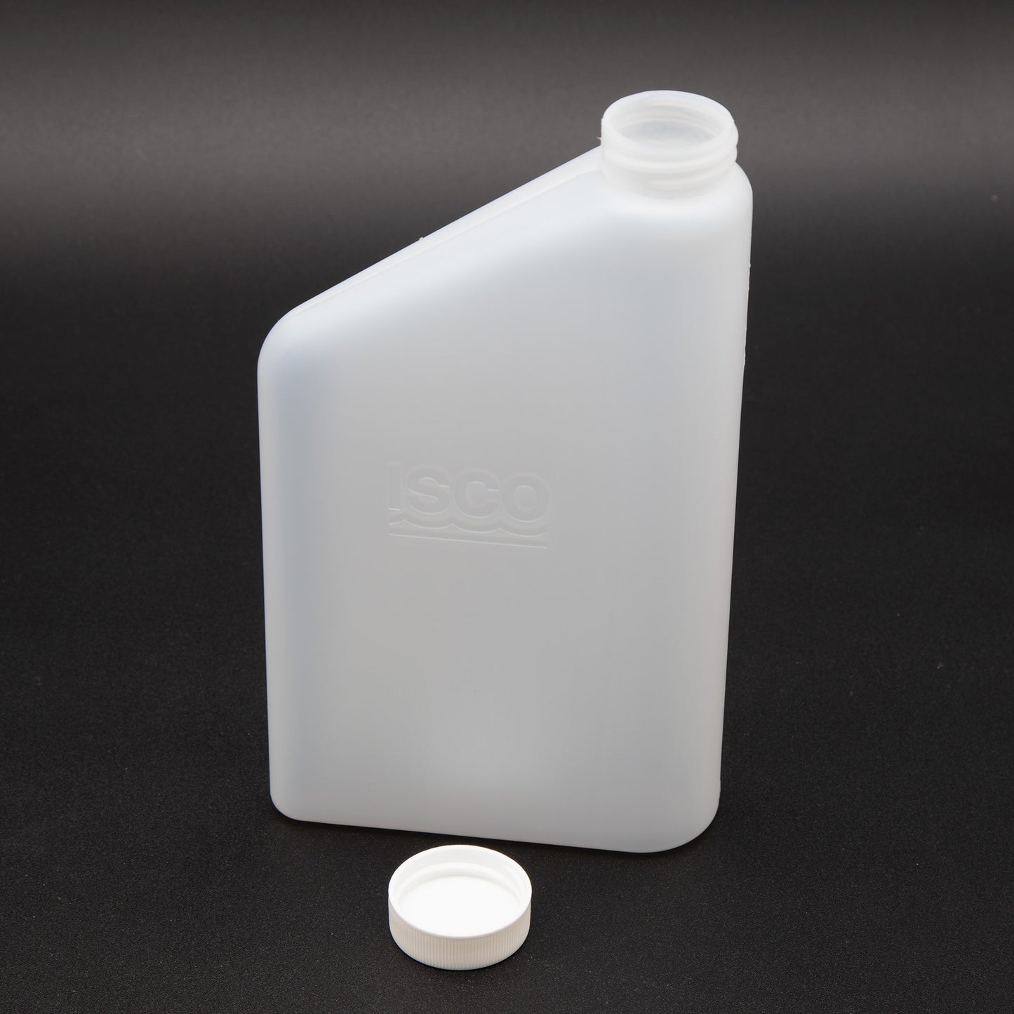 A white plastic bottle with cap, suitable for various liquid storage needs.