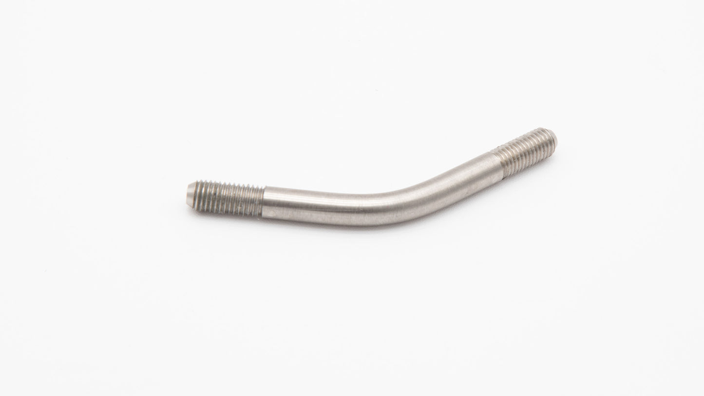 A metal rod featuring threaded ends, showcasing its metallic finish and cylindrical shape.