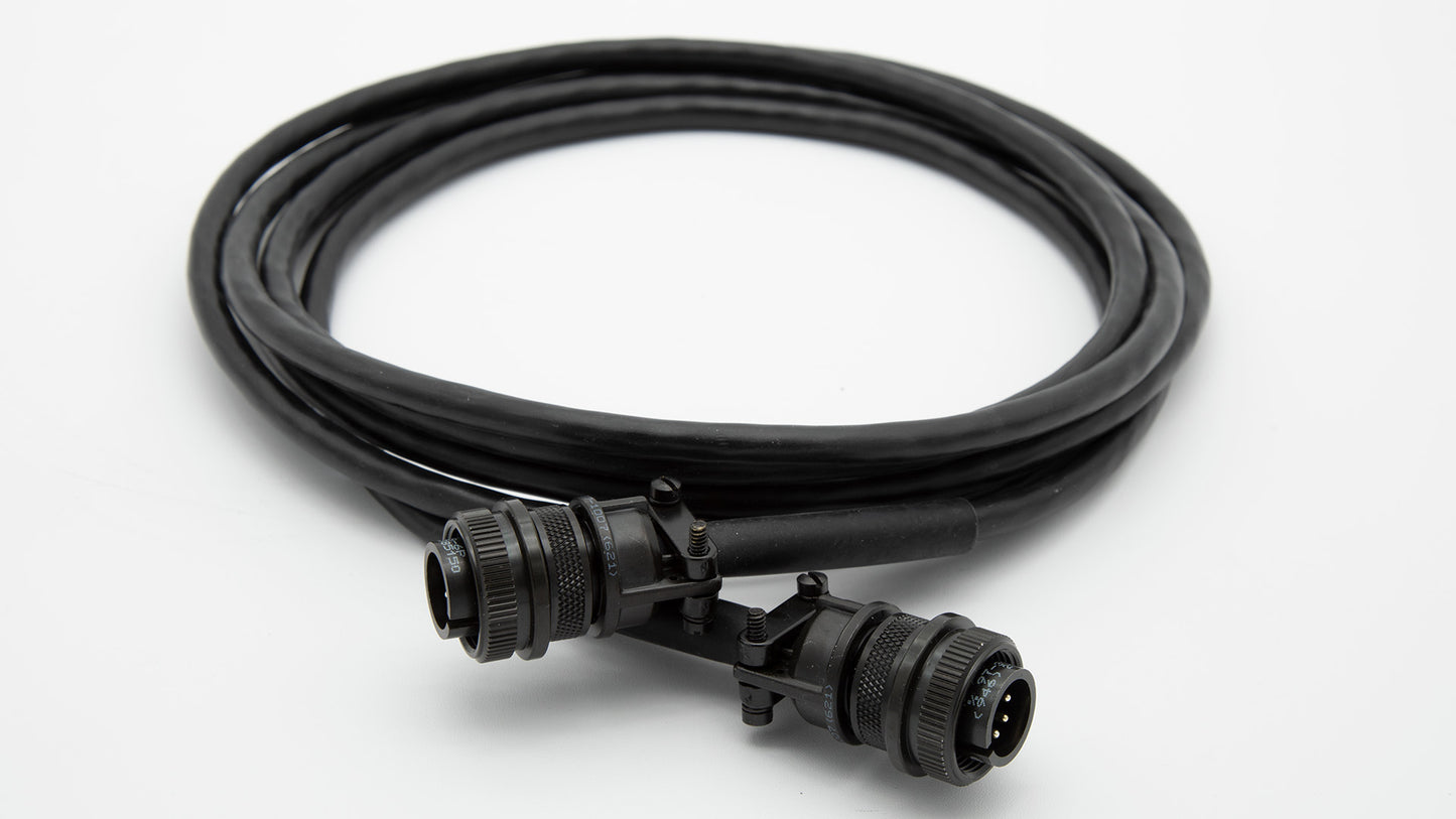 A black cable featuring connectors at both ends, suitable for various electronic devices and connections.