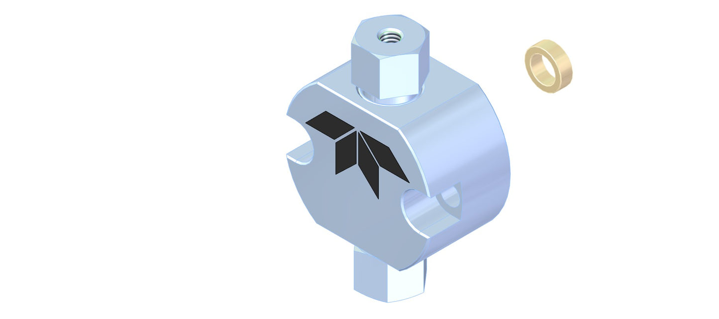 A 3D model of a metallic device featuring a prominent ring showcasing intricate design and engineering details.