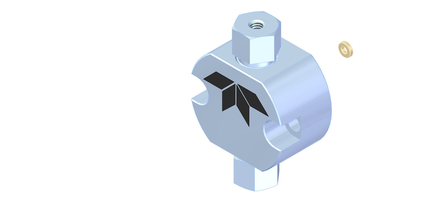 A 3D model of a metallic device featuring a prominent ring showcasing intricate design and engineering details.