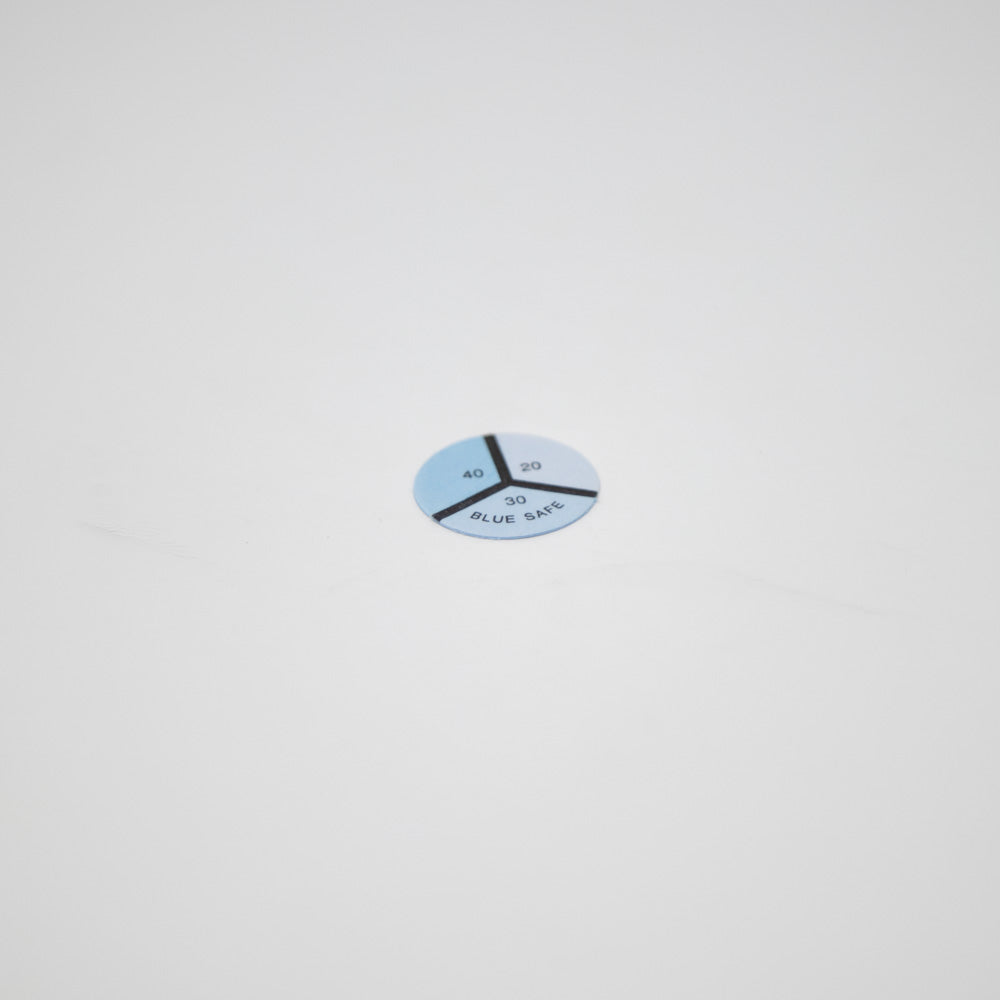 A round object divided into three sections, indicating humidity levels.