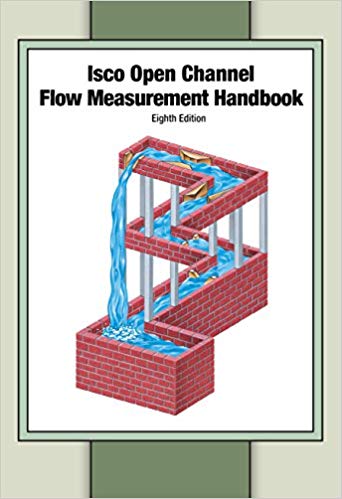 Cover of the book titled "ISCO Open Channel Flow Measurement Handbook" featuring technical illustrations and diagrams.