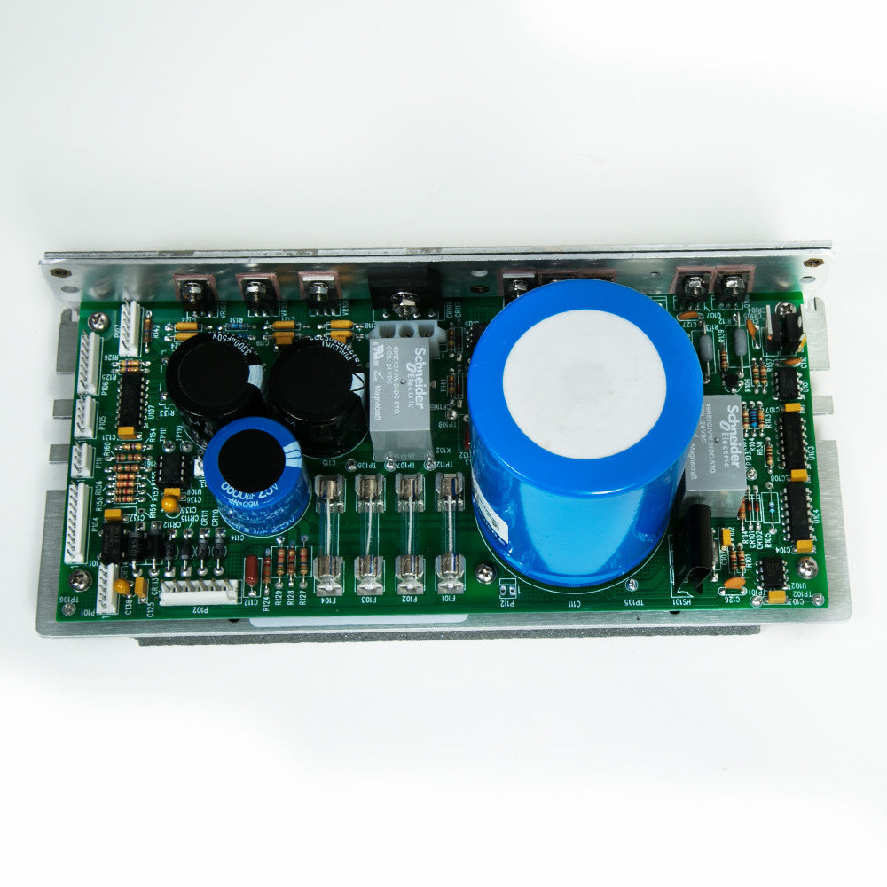 A circuit board displaying a blue and white component, highlighting the complexity of electronic connections and components.