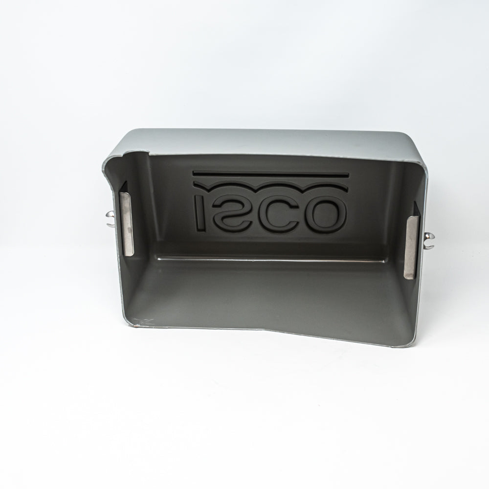 The word "isco" displayed on a plastic cover in a visually striking arrangement.