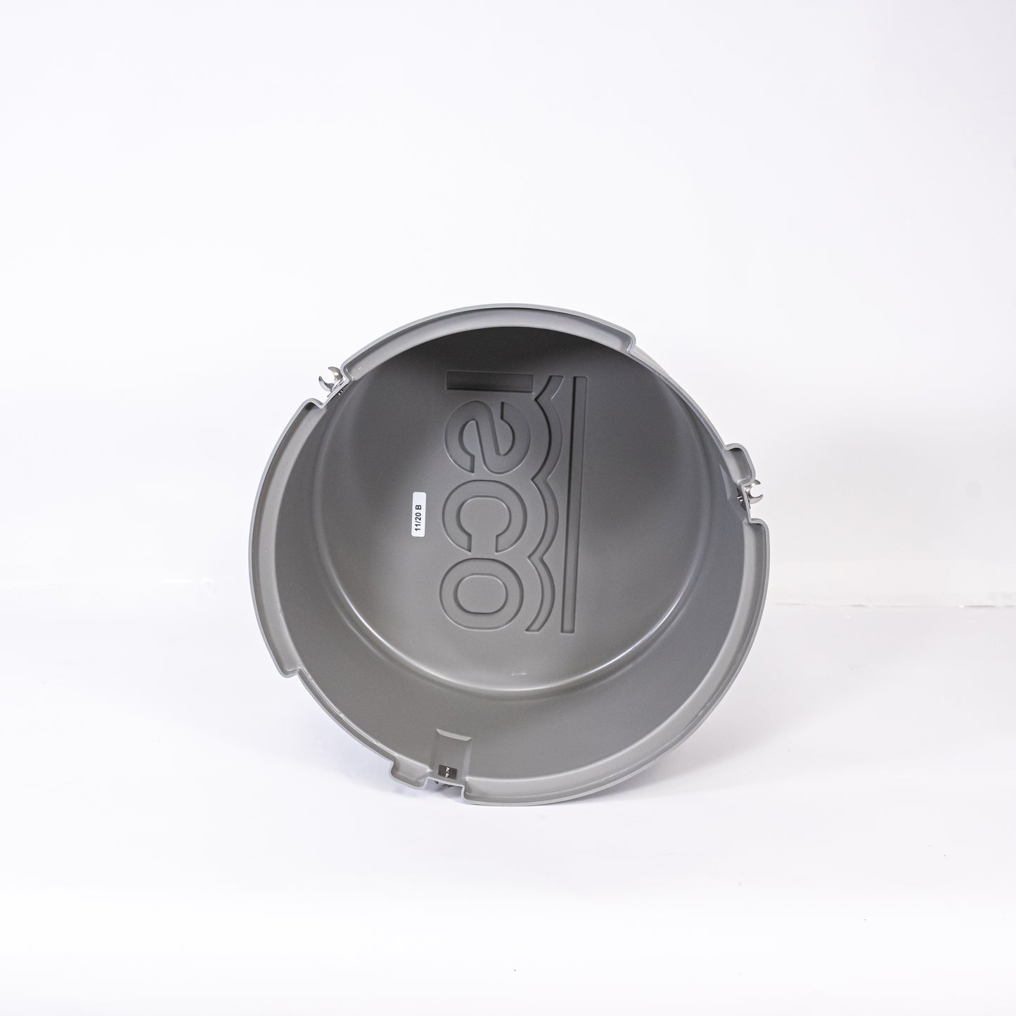 A gray plastic cover, ideal for keeping items organized and protected.