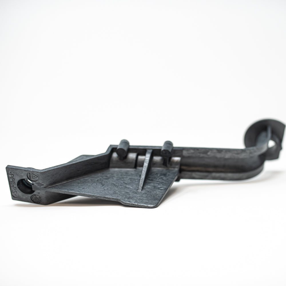 Close-up image of a black plastic pipe, emphasizing its sleek design and uniform texture.