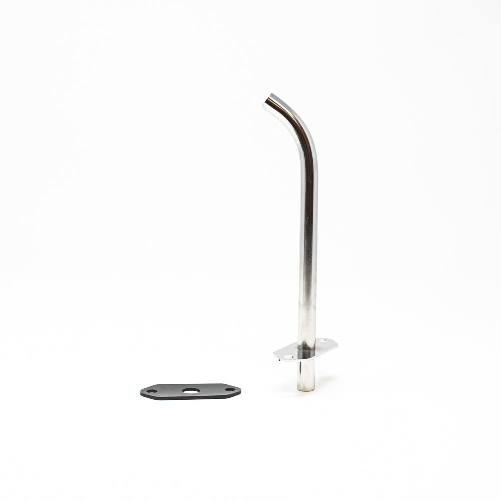 A metal tube and a gasket displayed on a white surface, highlighting their textures and functional design.