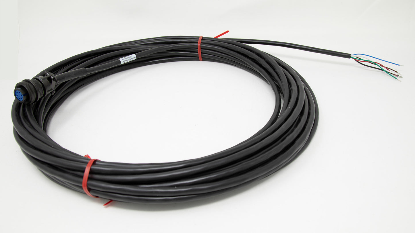 A black cable featuring a connector, showcasing a simple yet functional design.