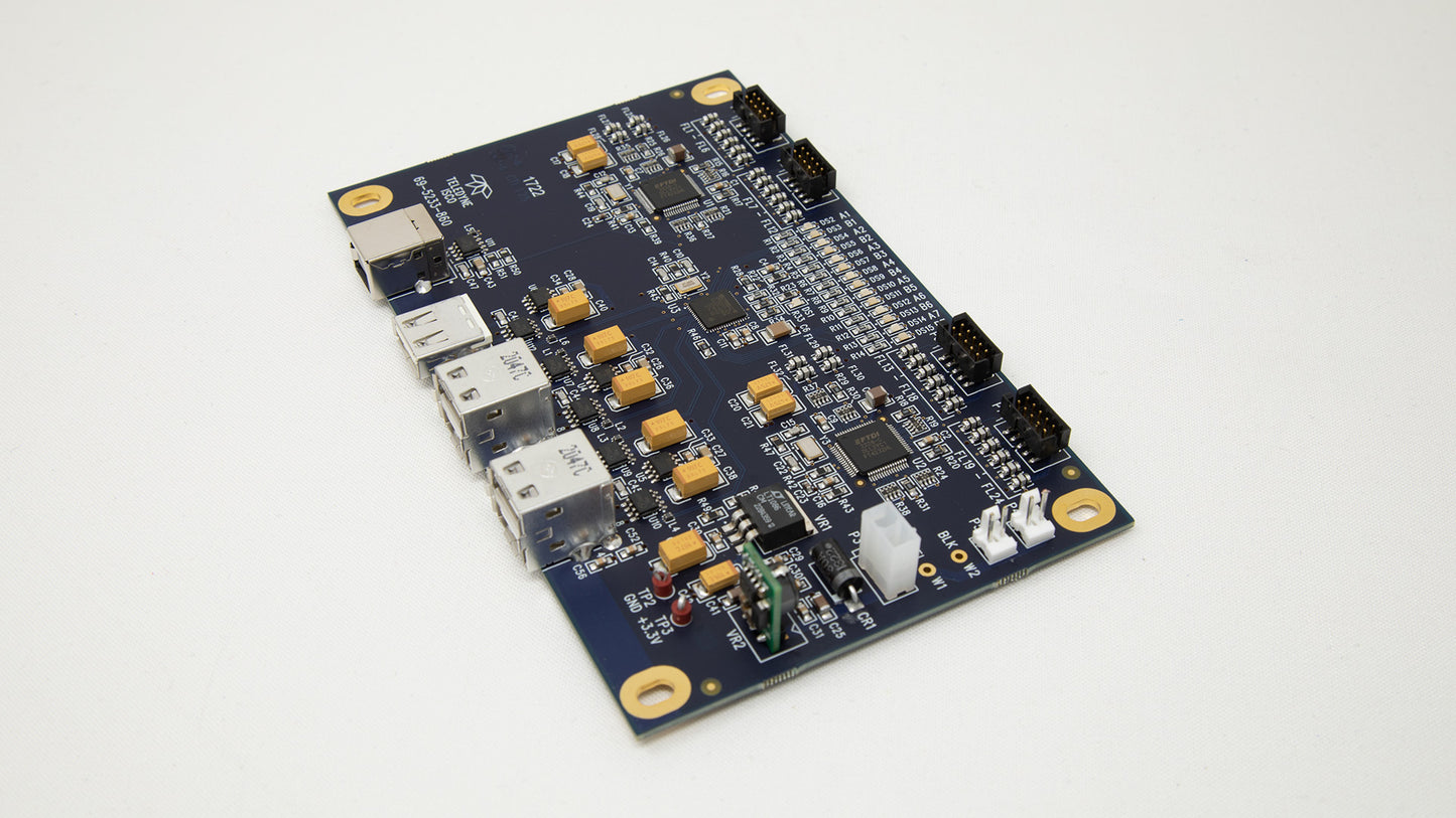 A compact circuit board featuring a USB port and a miniature computer for versatile connectivity and computing tasks.