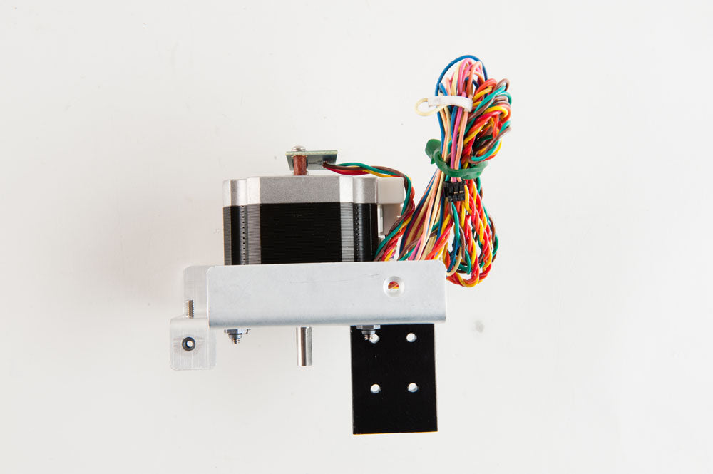 A stepper motor with wires, illustrating its connection for electrical functionality in various applications.