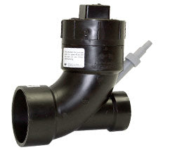 A black valve displayed on a white background, emphasizing its features and contrasting colors.
