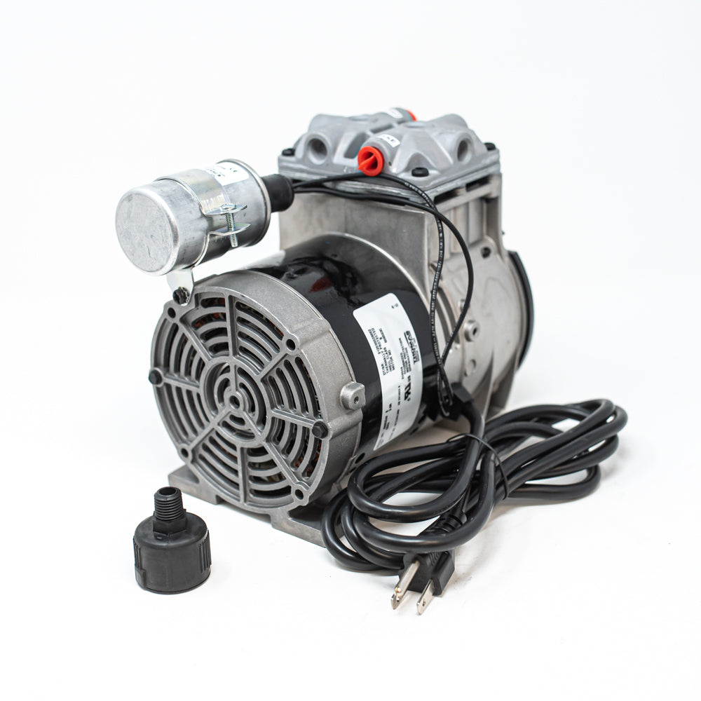 A grey pump with a power cord, representing a blend of efficiency and style in industrial equipment.