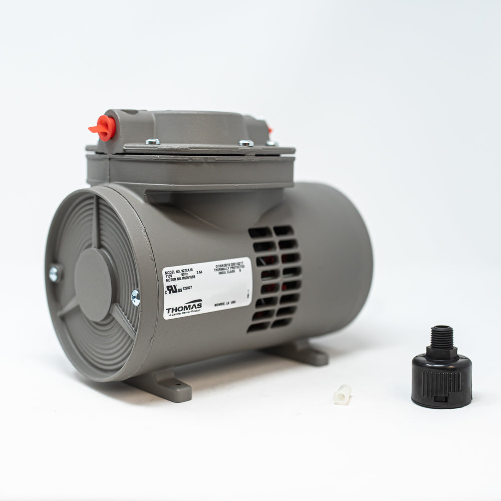 A grey pump with a power cord, representing a blend of efficiency and style in industrial equipment.
