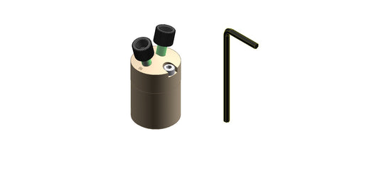 A cylinder equipped with two connection points, illustrating a straightforward engineering component.