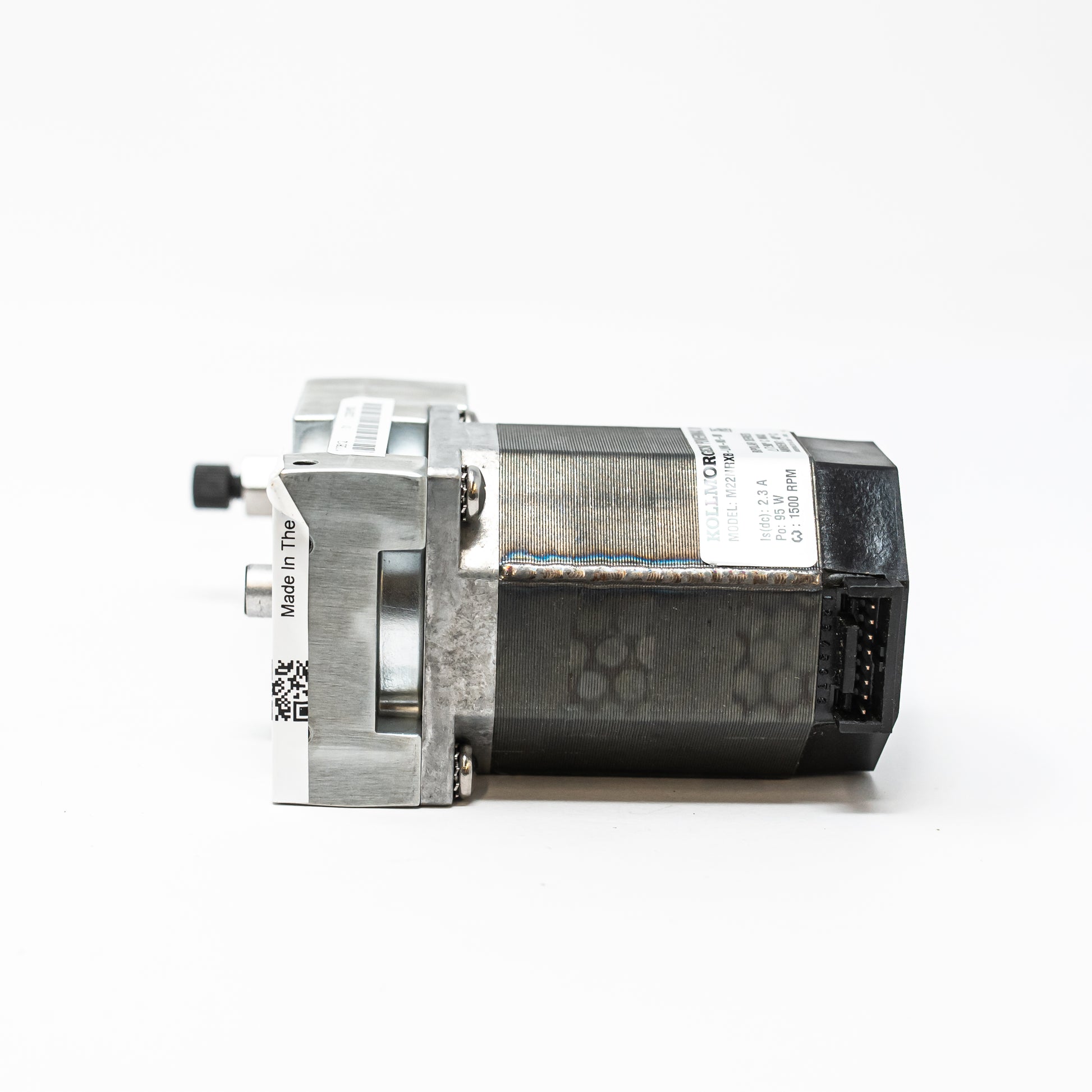 A small gear pump displayed on a white background, showcasing its compact design and mechanical features.