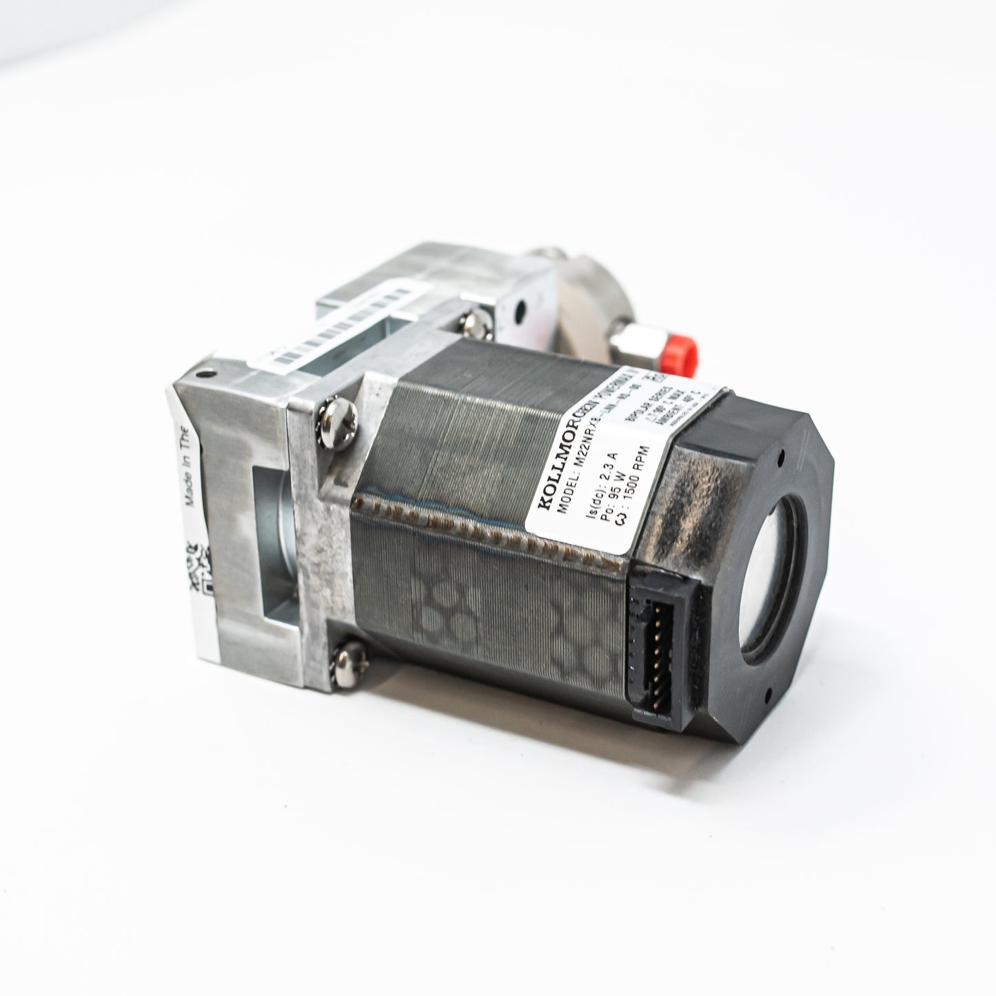 A small gear pump displayed on a white background, showcasing its compact design and mechanical features.