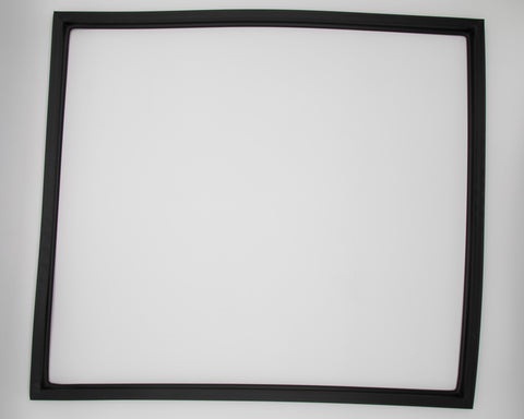 A black square frame with a white background