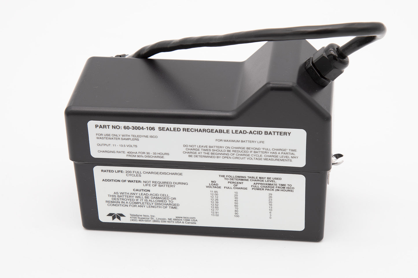 A black battery box with a cord connected, showcasing its portable power capabilities.