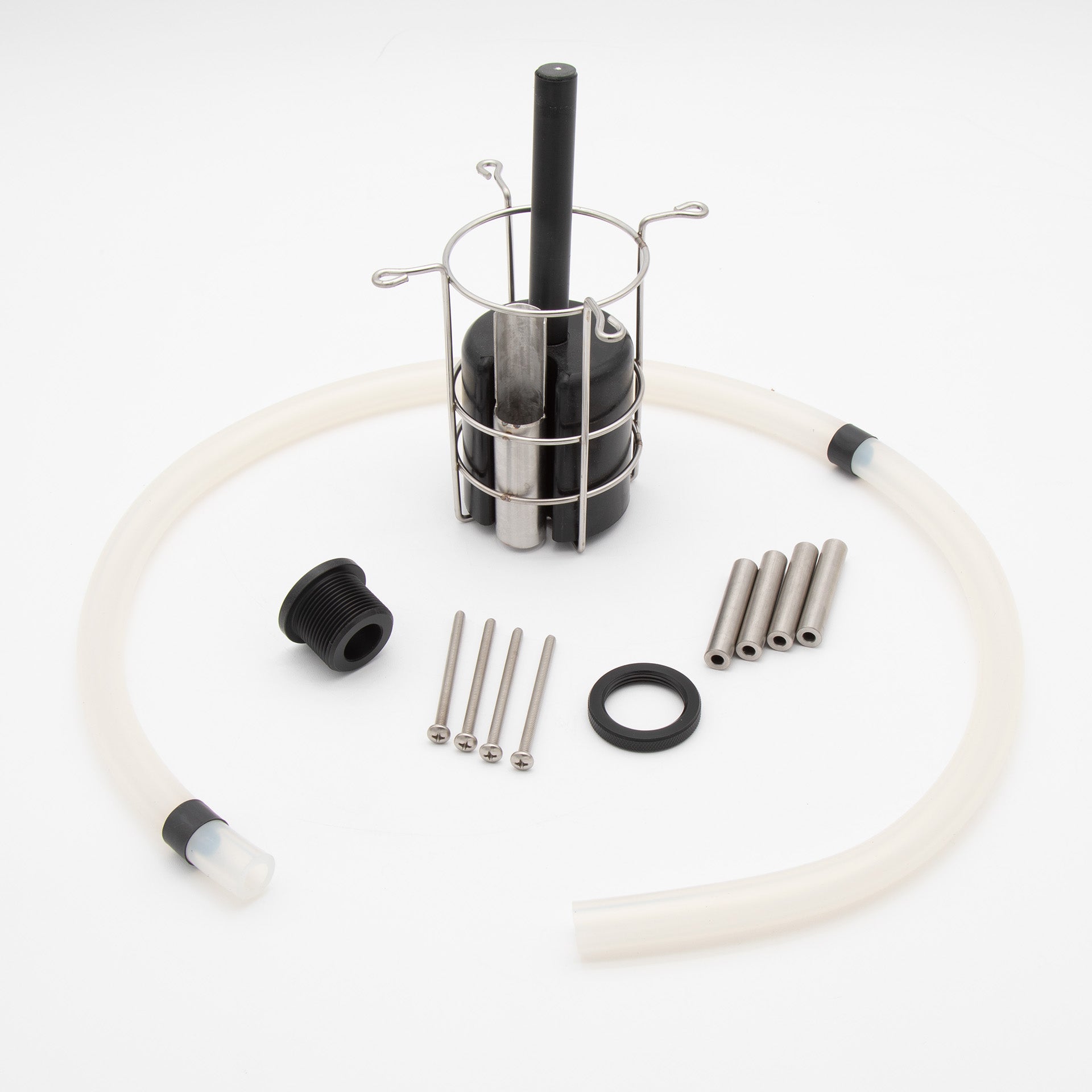 A collection of components designed for use in an automatic water sampler.