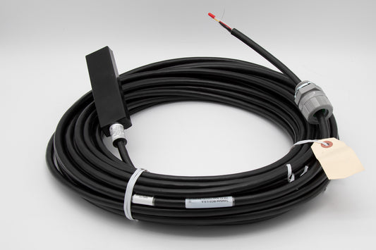 A black cable with rectangular shaped sensor