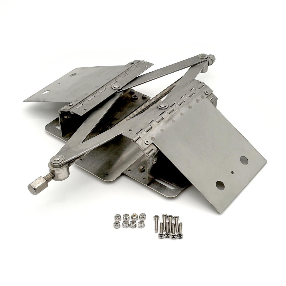 Metal mechanical component with screws on a white background