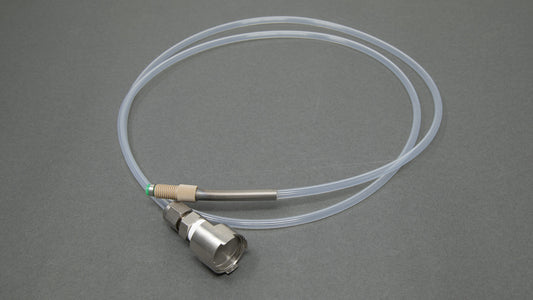 Clear plastic tubing with filter and connector