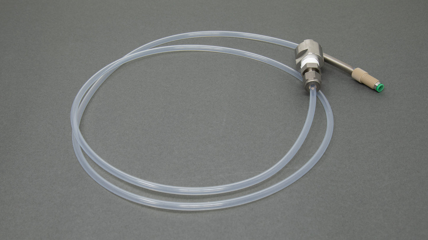 Clear plastic tubing with filter and connector