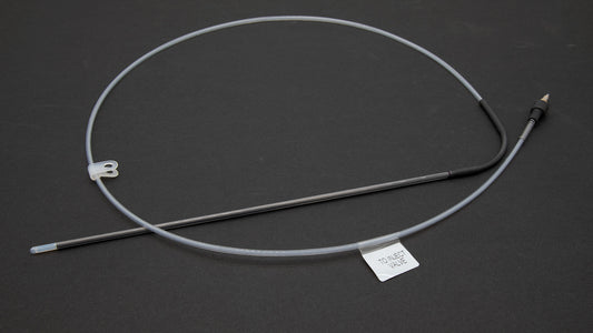 A length of tubing with connector and needle assembly, illustrating a clean and minimalist design aesthetic.