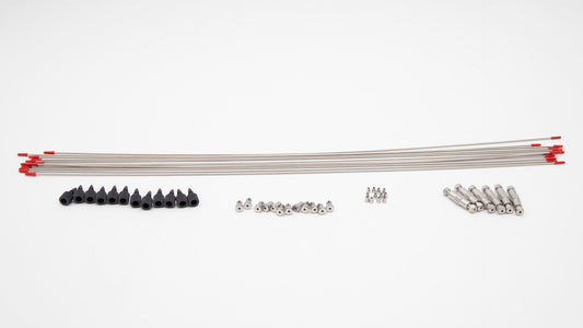 An assortment of components made from metal and plastic, suitable for assembly and repairs.