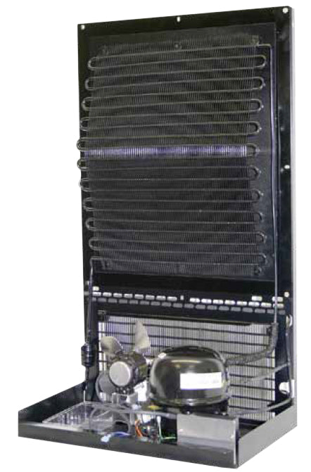 Black and silver rectangular refrigeration unit