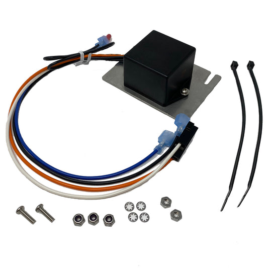 An image featuring an electronic device, wiring kit, crucial components for installation and mounting.