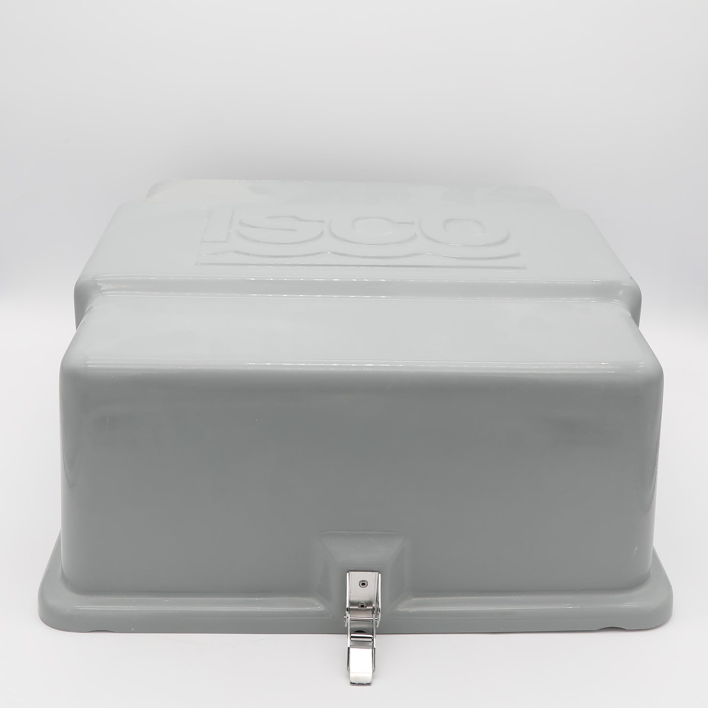 A gray box featuring the word "isco" prominently displayed on its surface.
