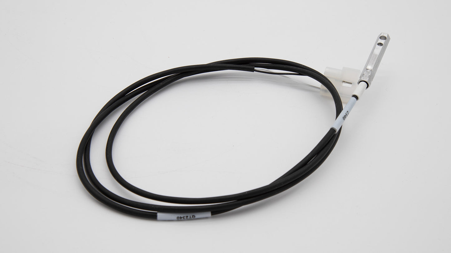 A black cable with sensor and connector