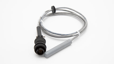 A cable with a black connector and grey sensor