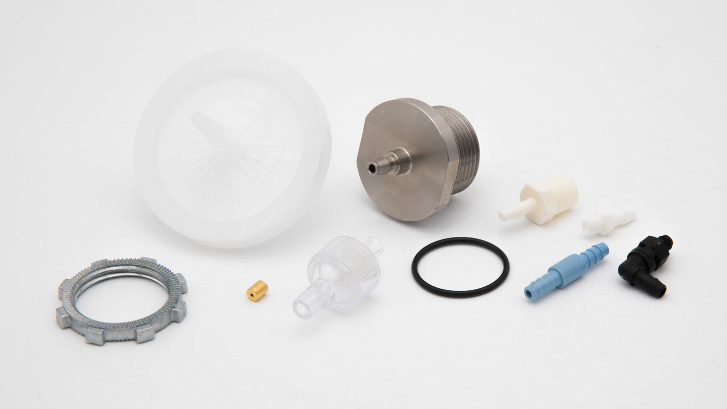 Collection of mechanical parts on a white background