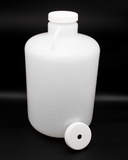 A white plastic bottle with caps