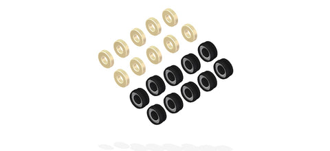 A group of black and gold round seals