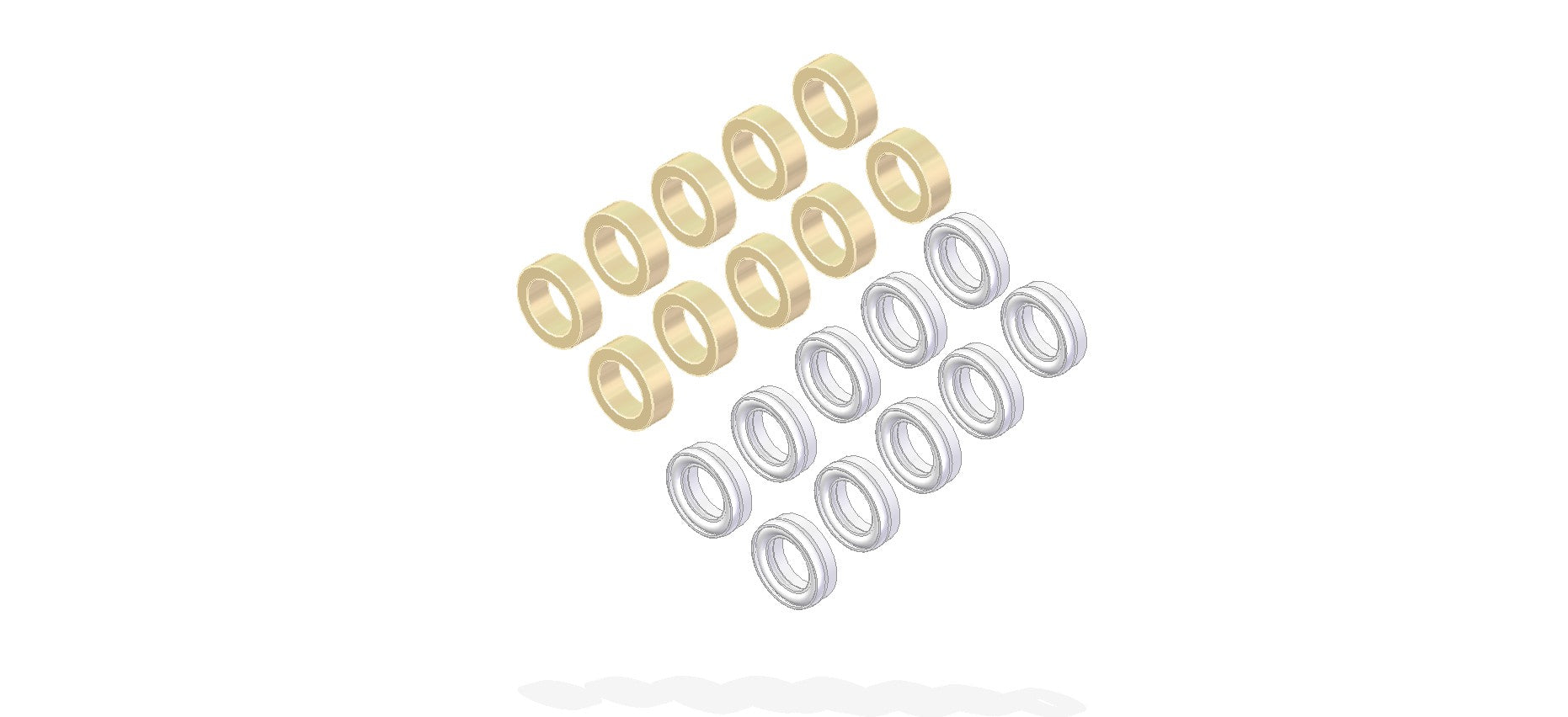 A group of circular white and beige ojects