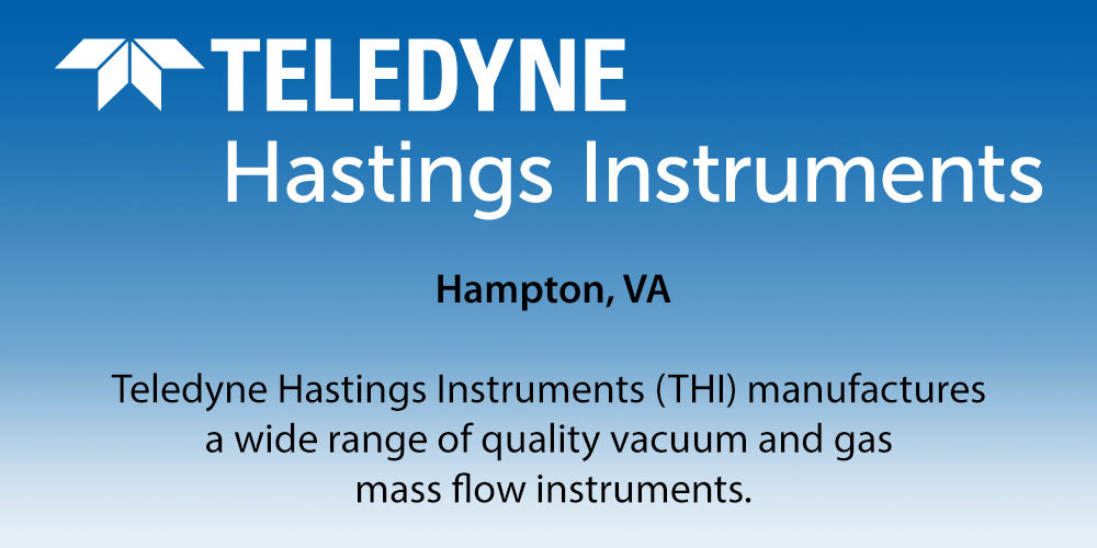 Teledyne Hastings Instruments logo and text on a blue background