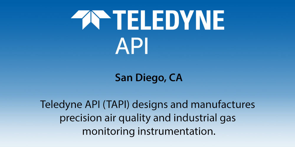 Teledyne API logo and text on a blue background