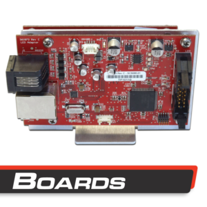 An electronic circuit board.  Written text reads Boards.