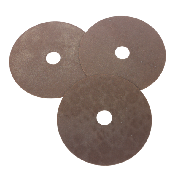 Three circular wheels with hole in middle.