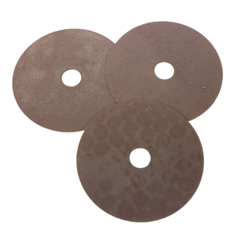 Three circular wheels with hole in middle.