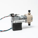 Single head positive displacement pump, stepper motor and optical switch